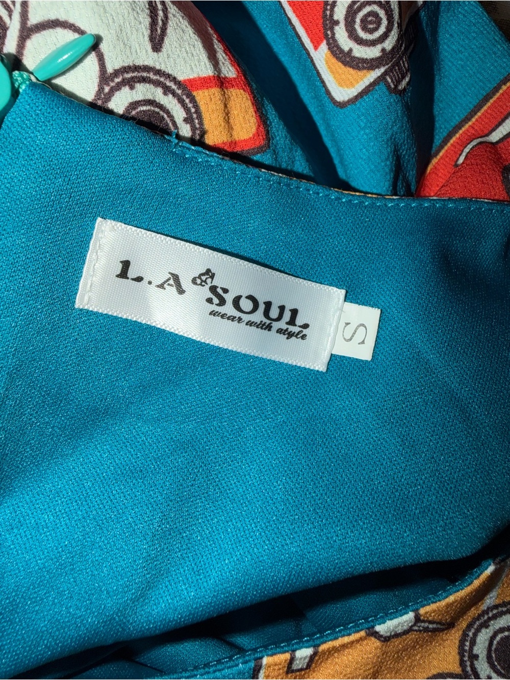 LA Soul Camera Print Teal A-Line Midi Dress - Picture 2 of 8